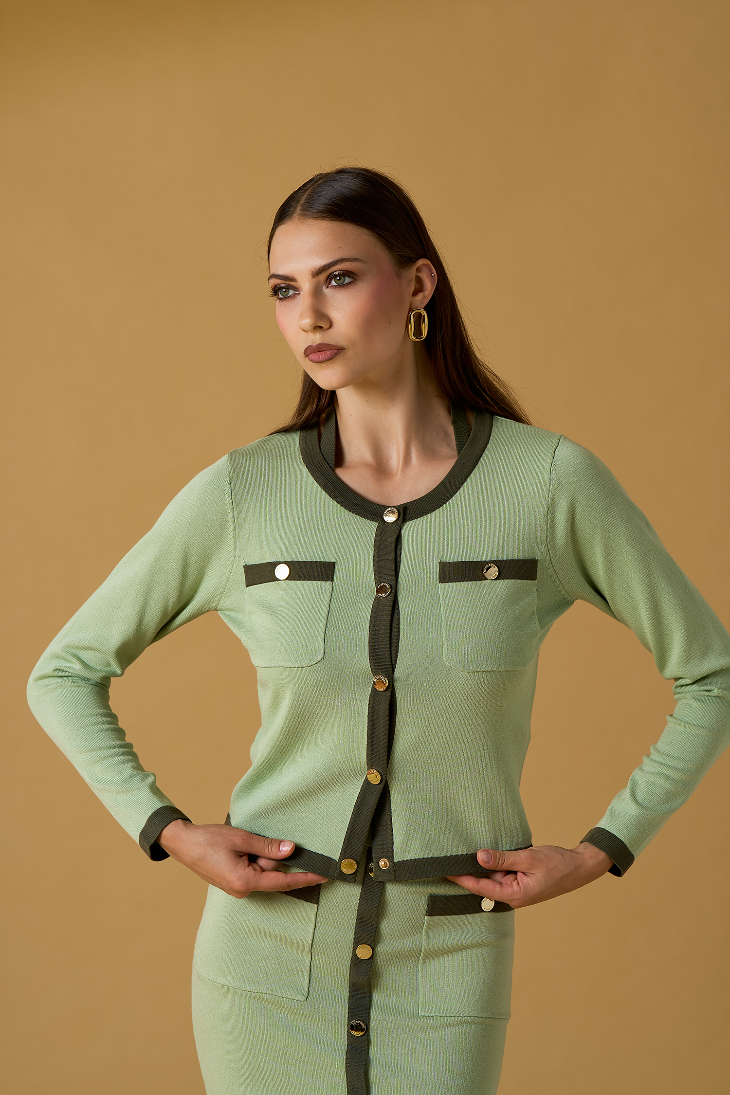 Cardigan contrasti — Salvia, foto 4