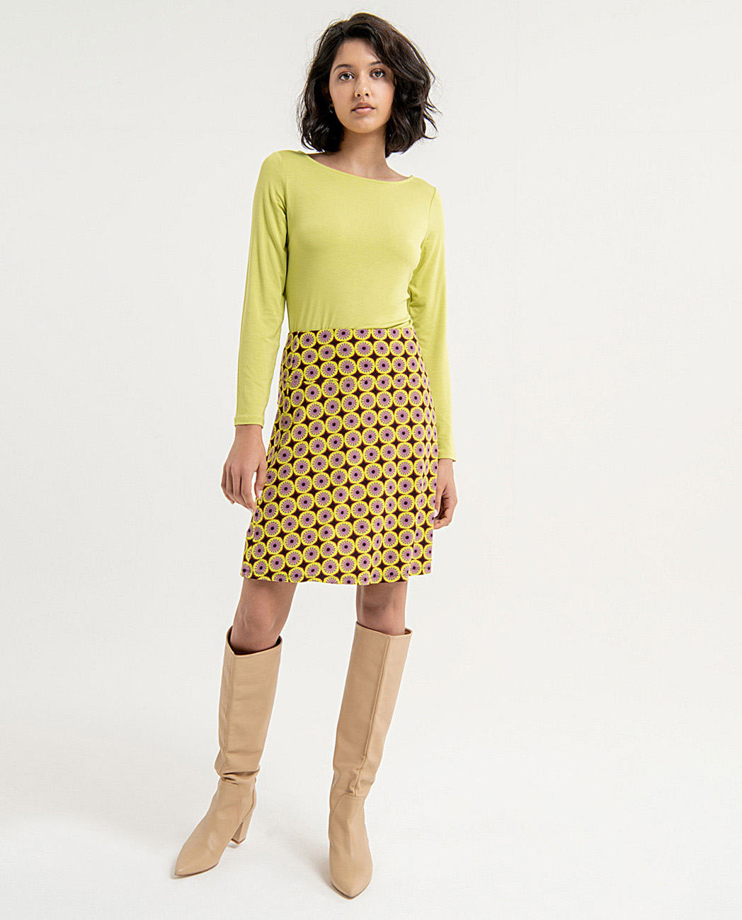 Maglia scollo barca verde acido — Verde, foto 4