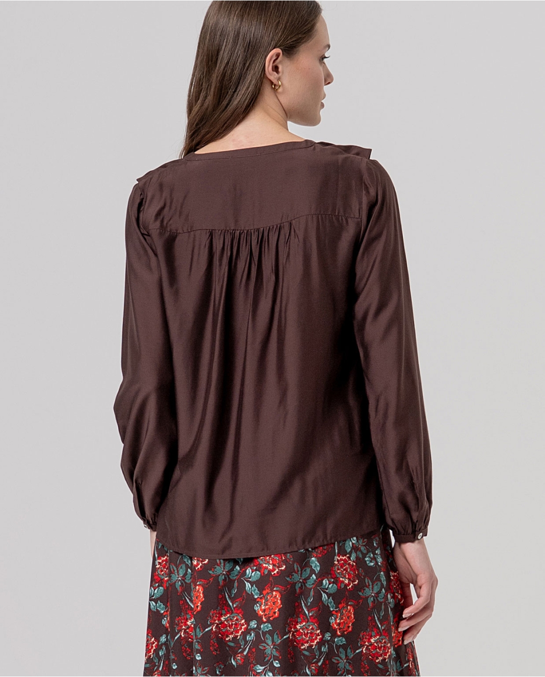 Camicia volants — Marrone, foto 3