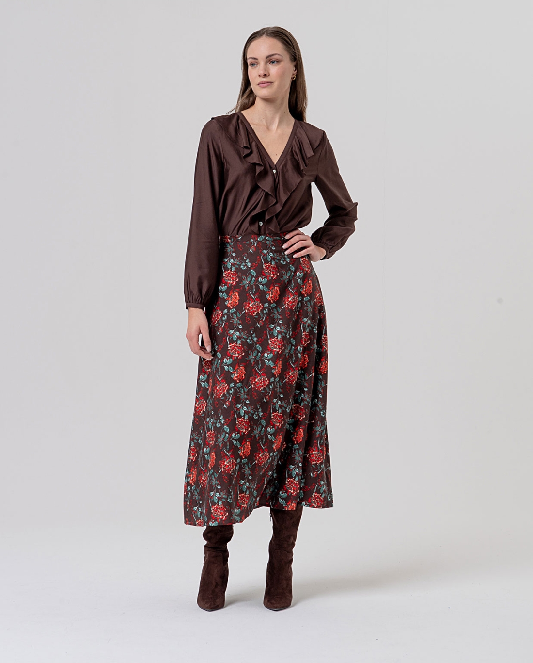 Camicia volants — Marrone, foto 4
