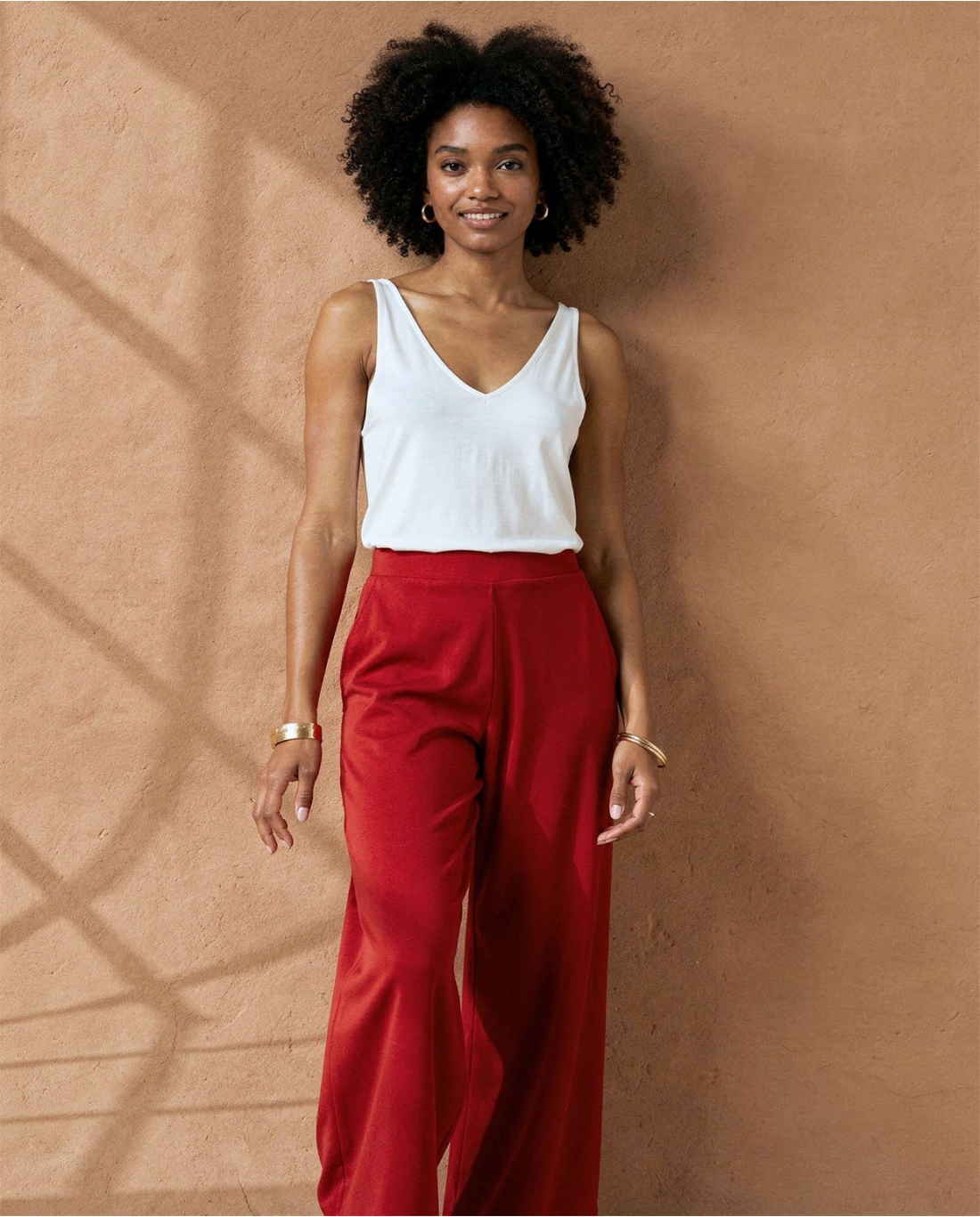 Pantaloni larghi — Rosso, foto 3