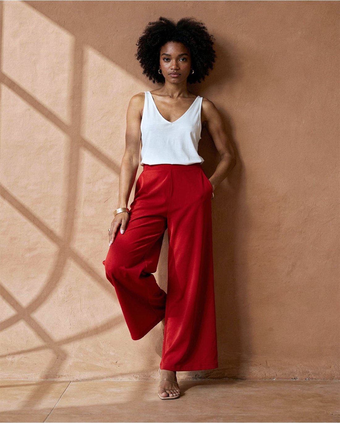 Pantaloni larghi — Rosso, foto 4