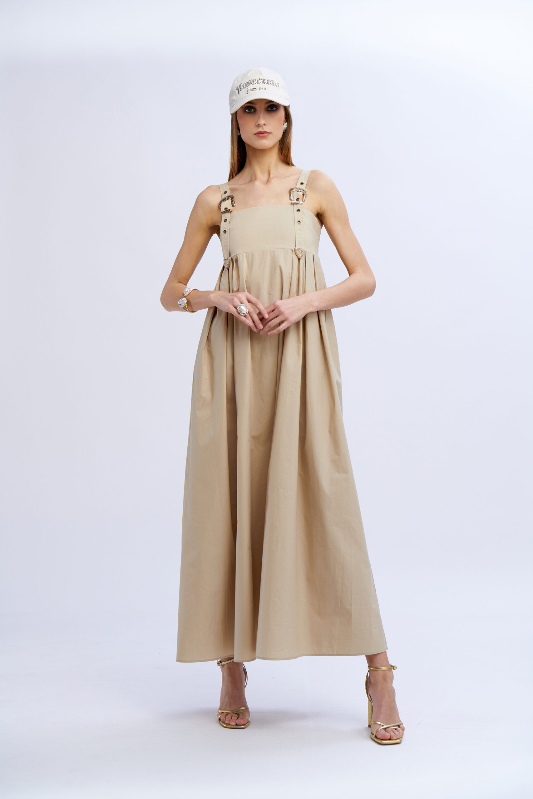 Abito lungo con fibie — Militare, foto 4