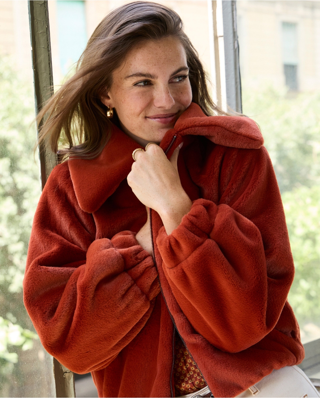 Giacca pelliccia — Arancio, foto 2