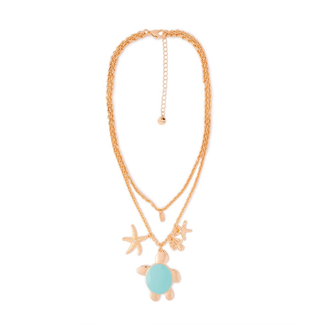 Collana pendente tararuga smalto verde — Verde