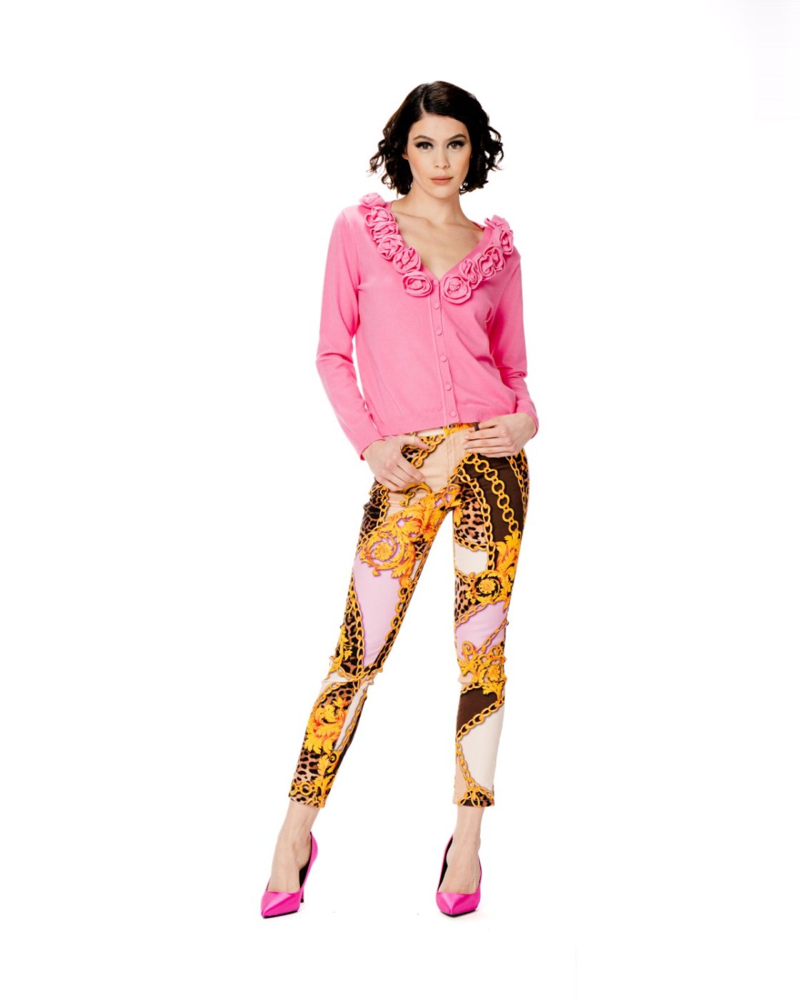 Cardigan rose colore liquiriza colore rosso — Nero
