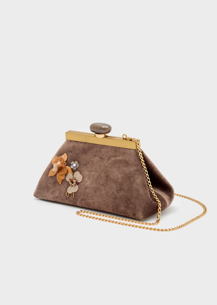 Pochette con fiore — Marrone, foto 2
