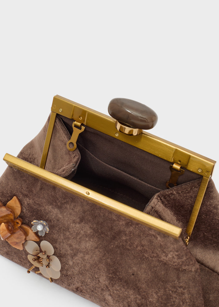 Pochette con fiore — Marrone, foto 3