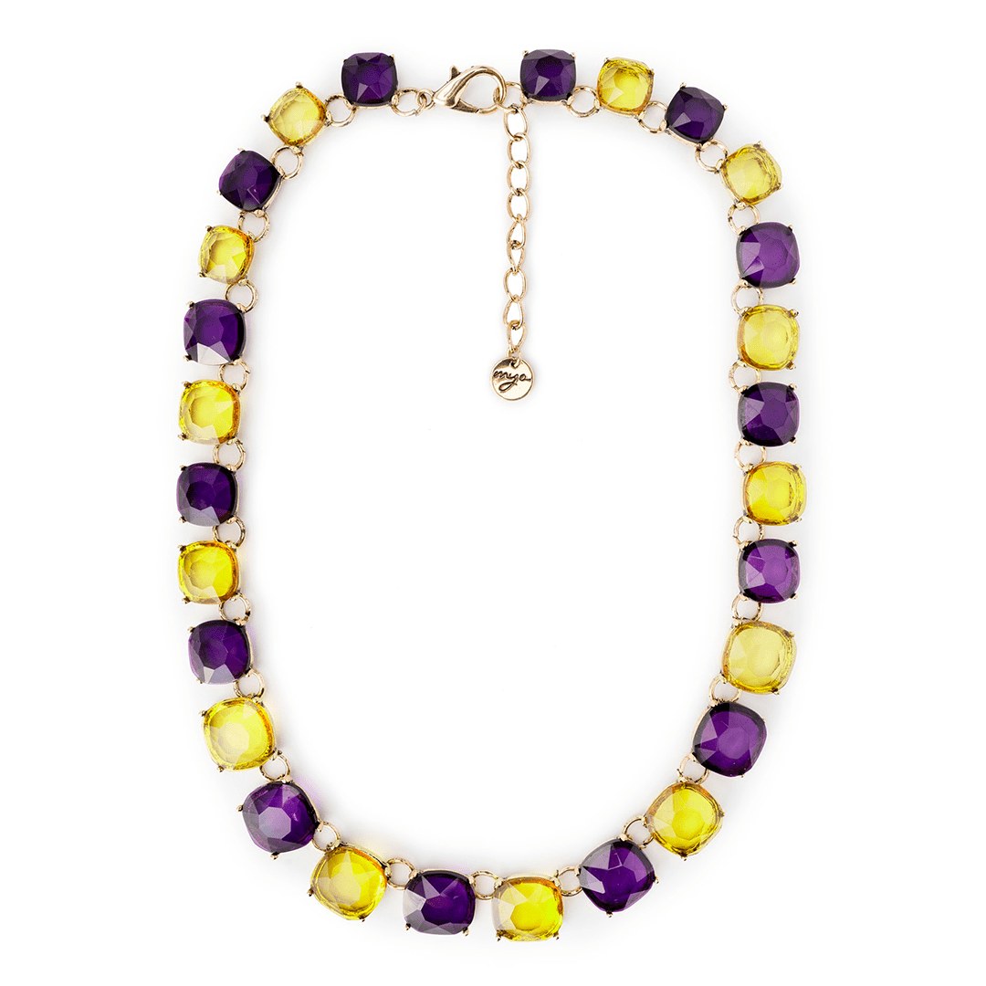 Collana ambra e viola pietre — Viola e ambra