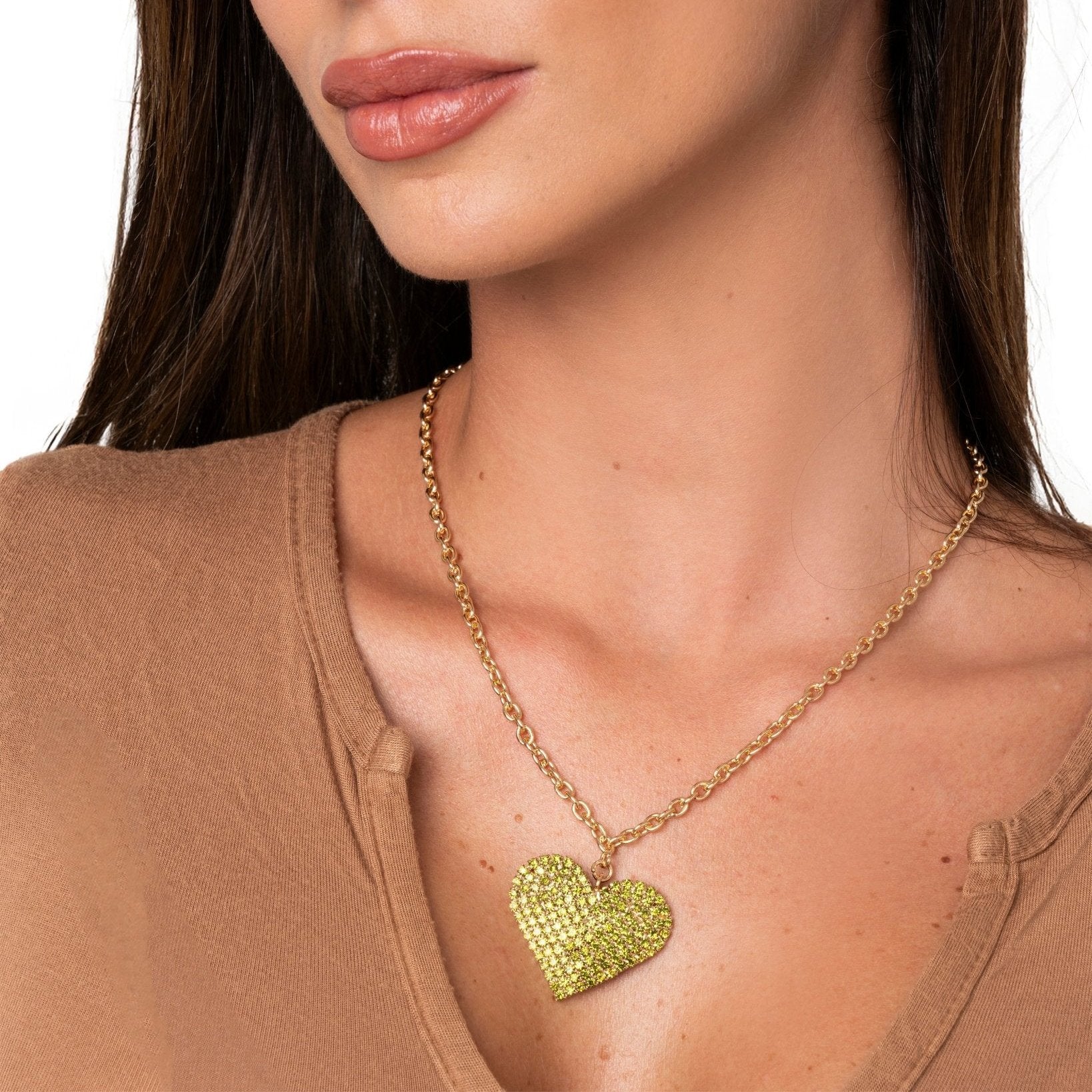 Orecchini pendente cuore — Verde, foto 3