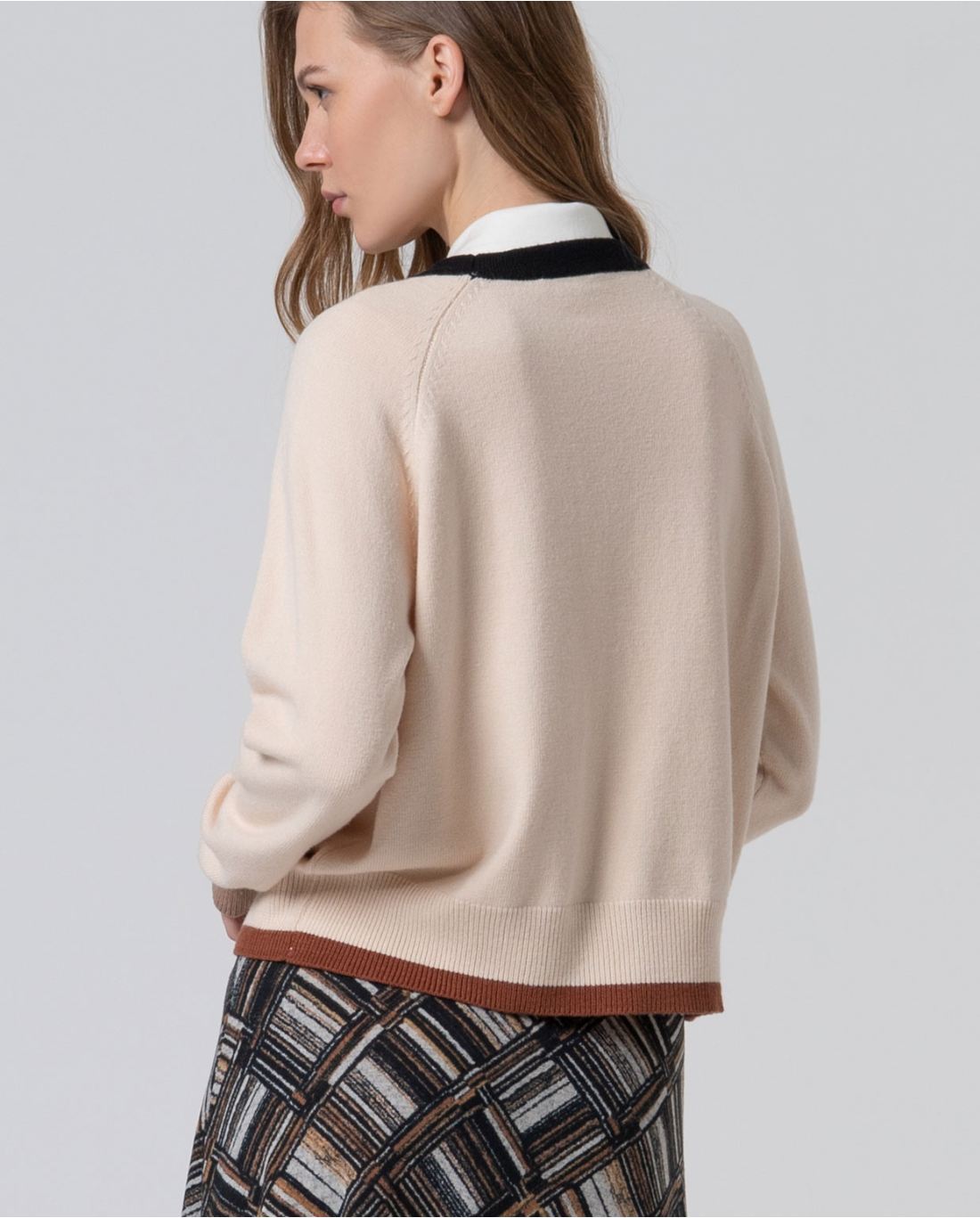 Maglione scollo tondo — Ecru, foto 7