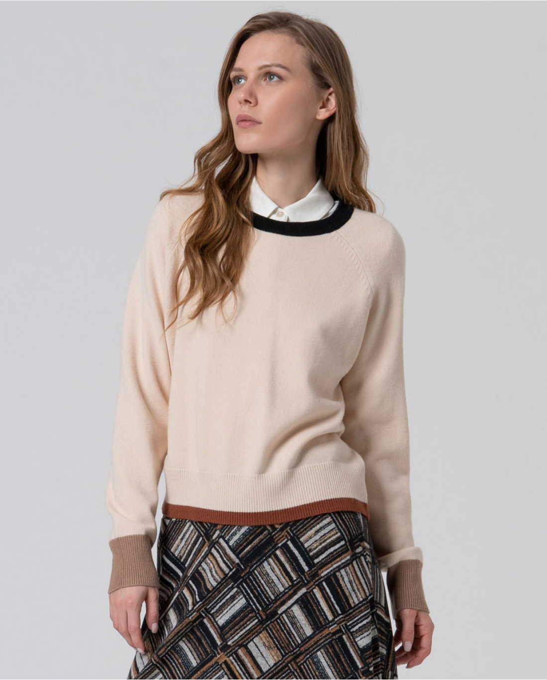 Maglione scollo tondo — Ecru, foto 5