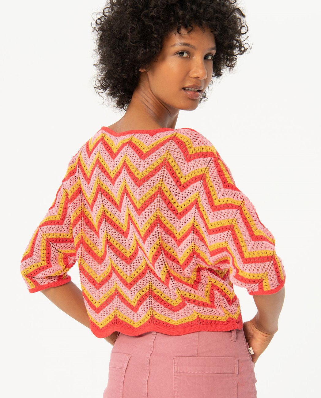 Maglia a righe zig zag — Arancione, foto 3