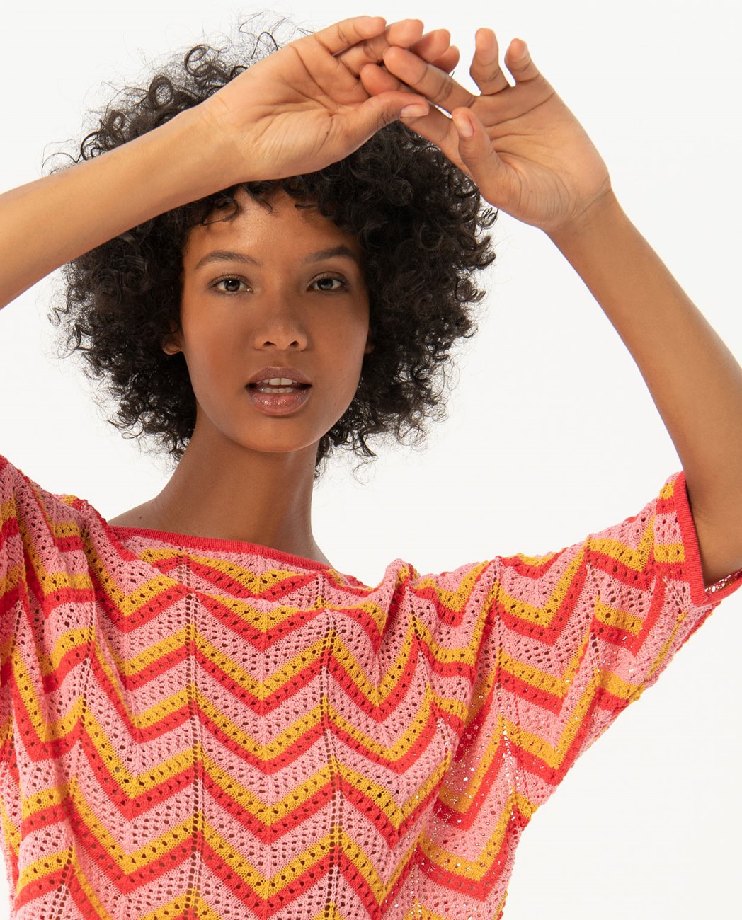 Maglia a righe zig zag — Arancione, foto 2