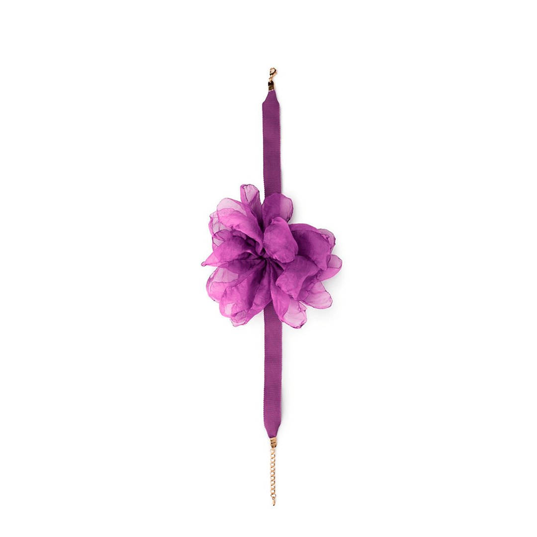 Collarino fiore tessuto viola — Viola