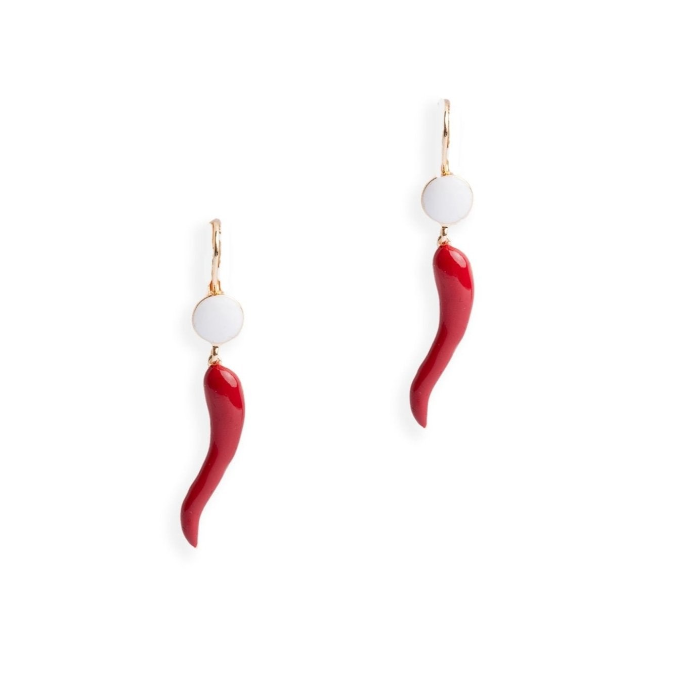 Orecchini corno rosso/bianco — Rosso