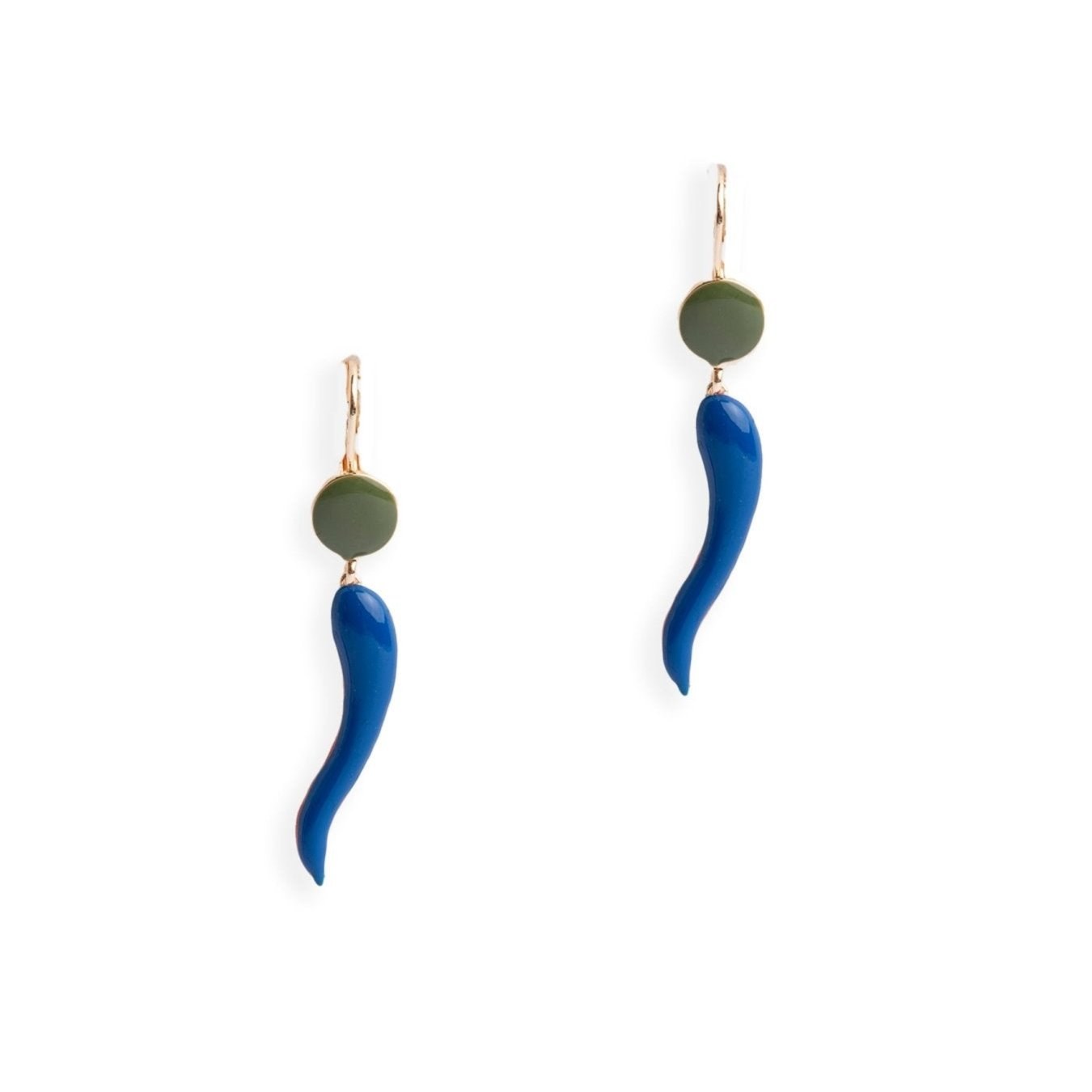 Orecchini corno blu/verde — Blu