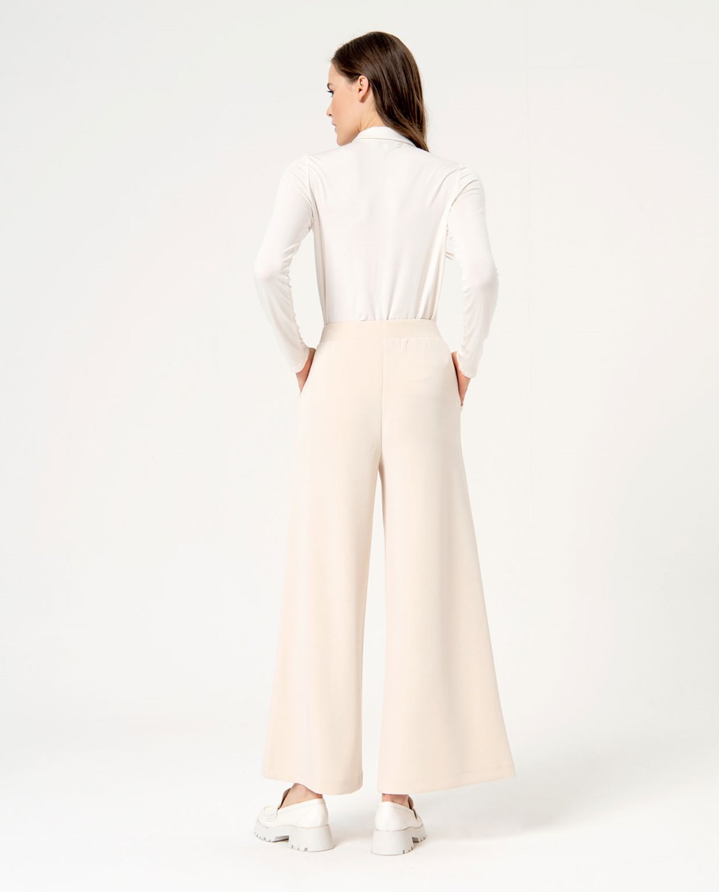 Pantaloni larghi — Beige, foto 3