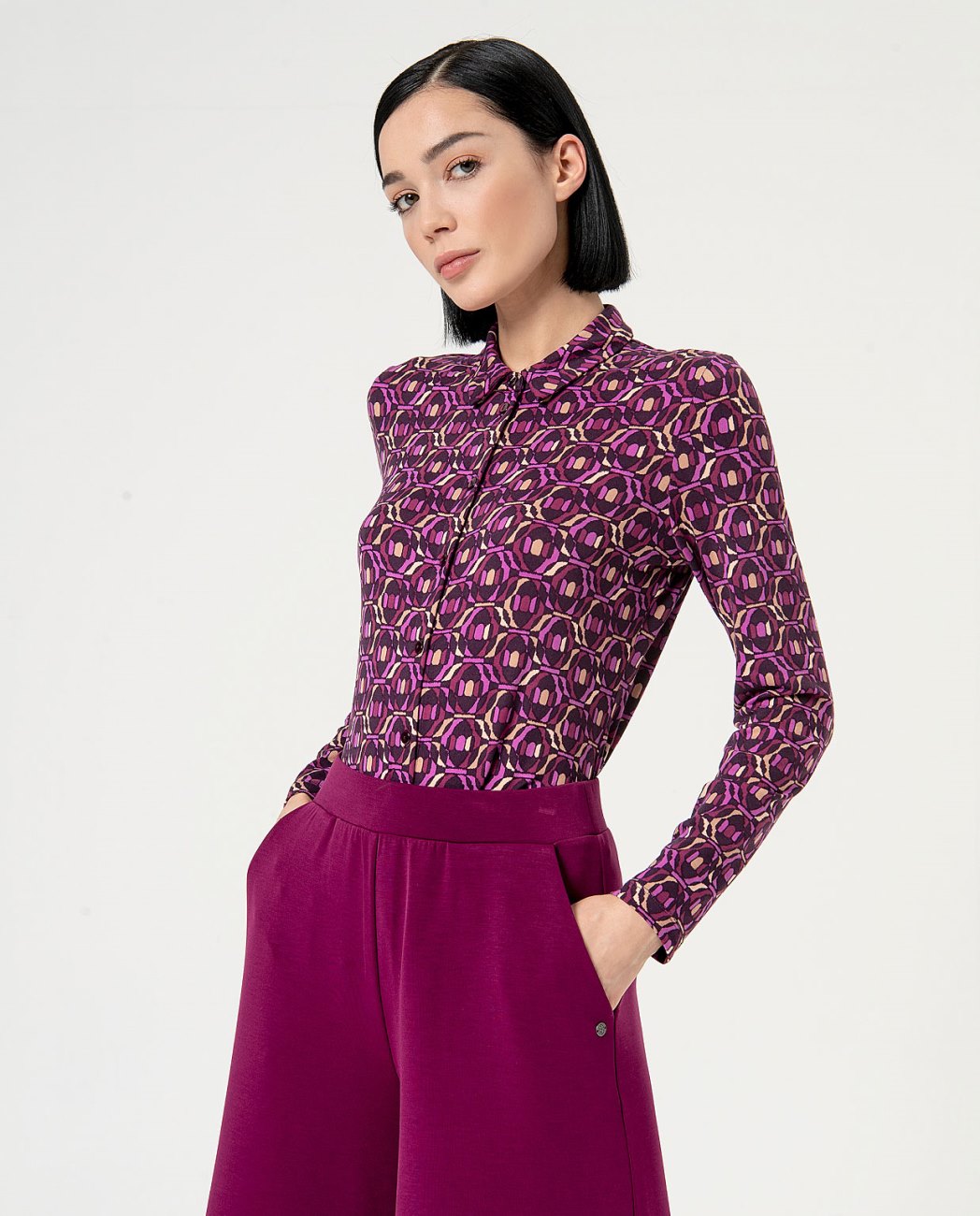 Pantaloni larghi — Beige, foto 5