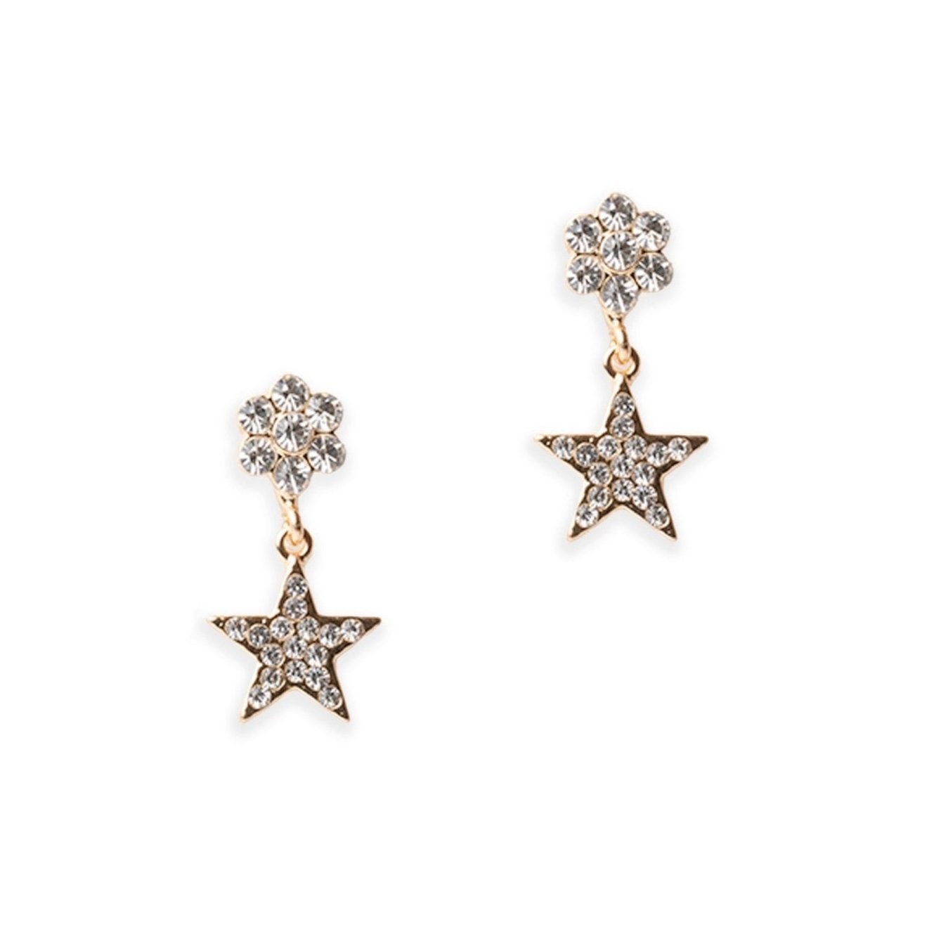 Orecchini strass stella — Oro