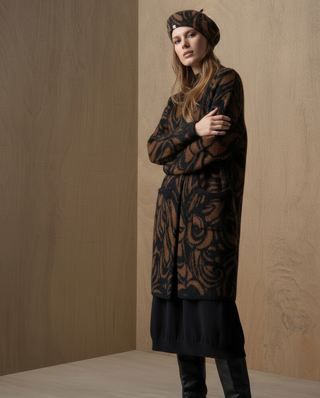 Kimono largo con stampa — Marrone, foto 2