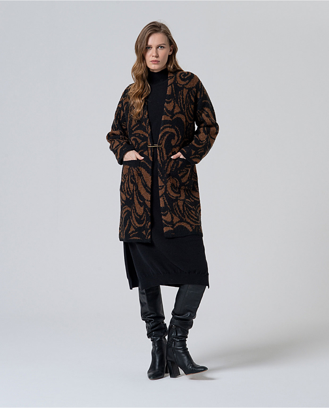 Kimono largo con stampa — Marrone, foto 3