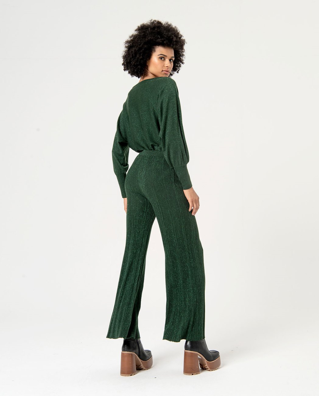 Pantaloni larghi — Verde, foto 3