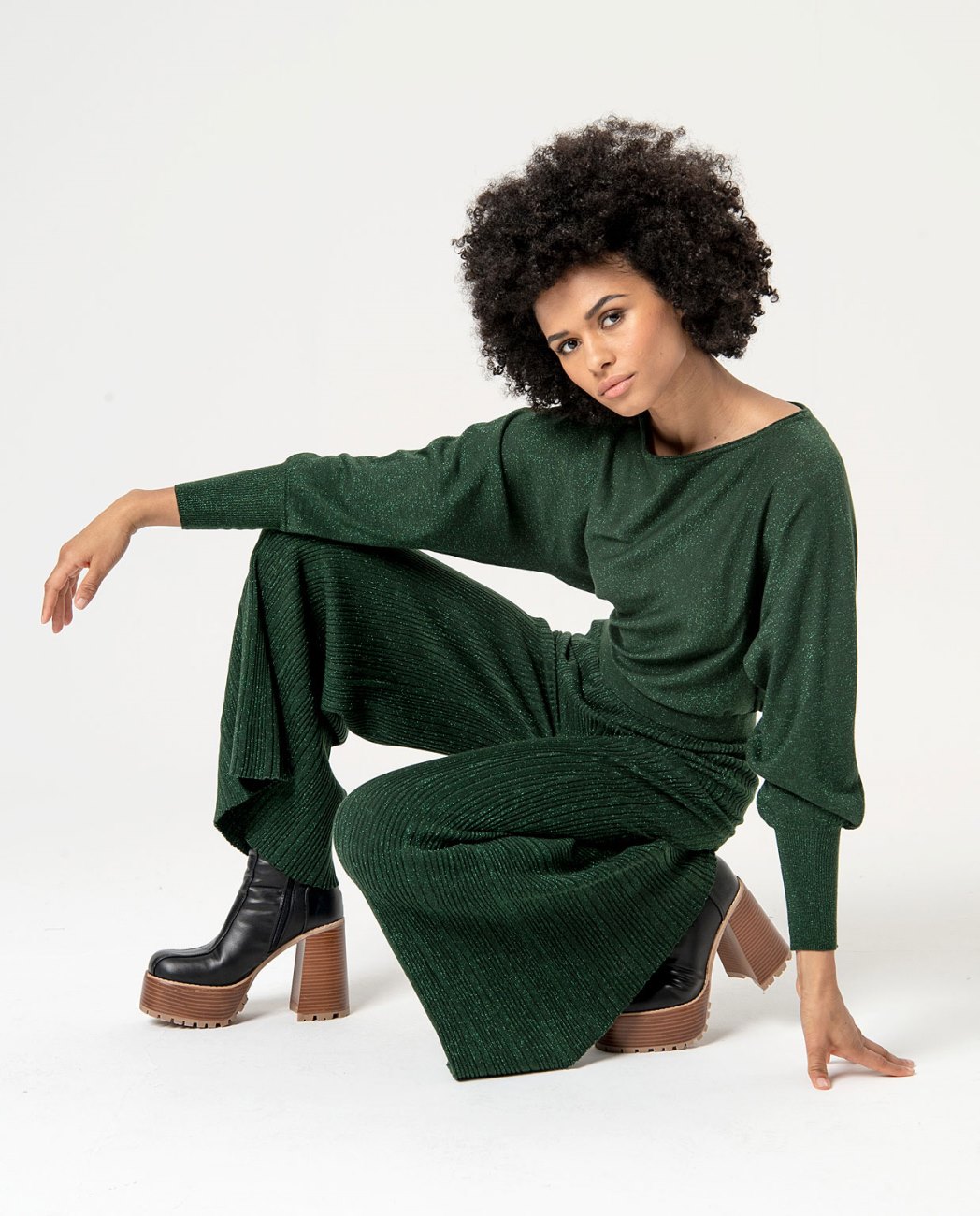 Pantaloni larghi — Verde, foto 2