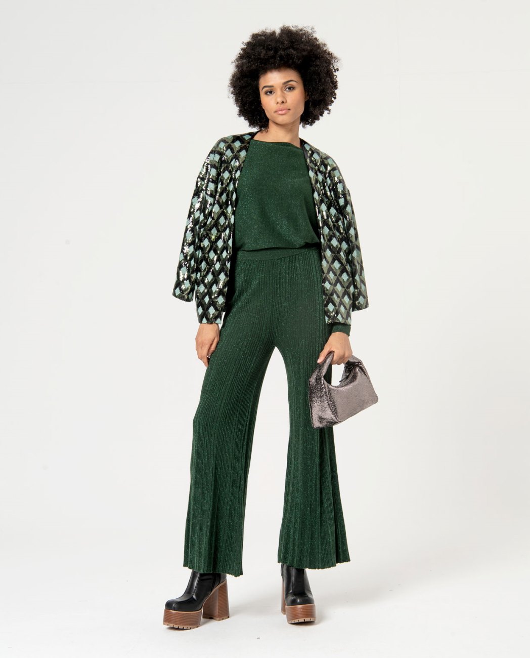 Pantaloni larghi — Verde, foto 4