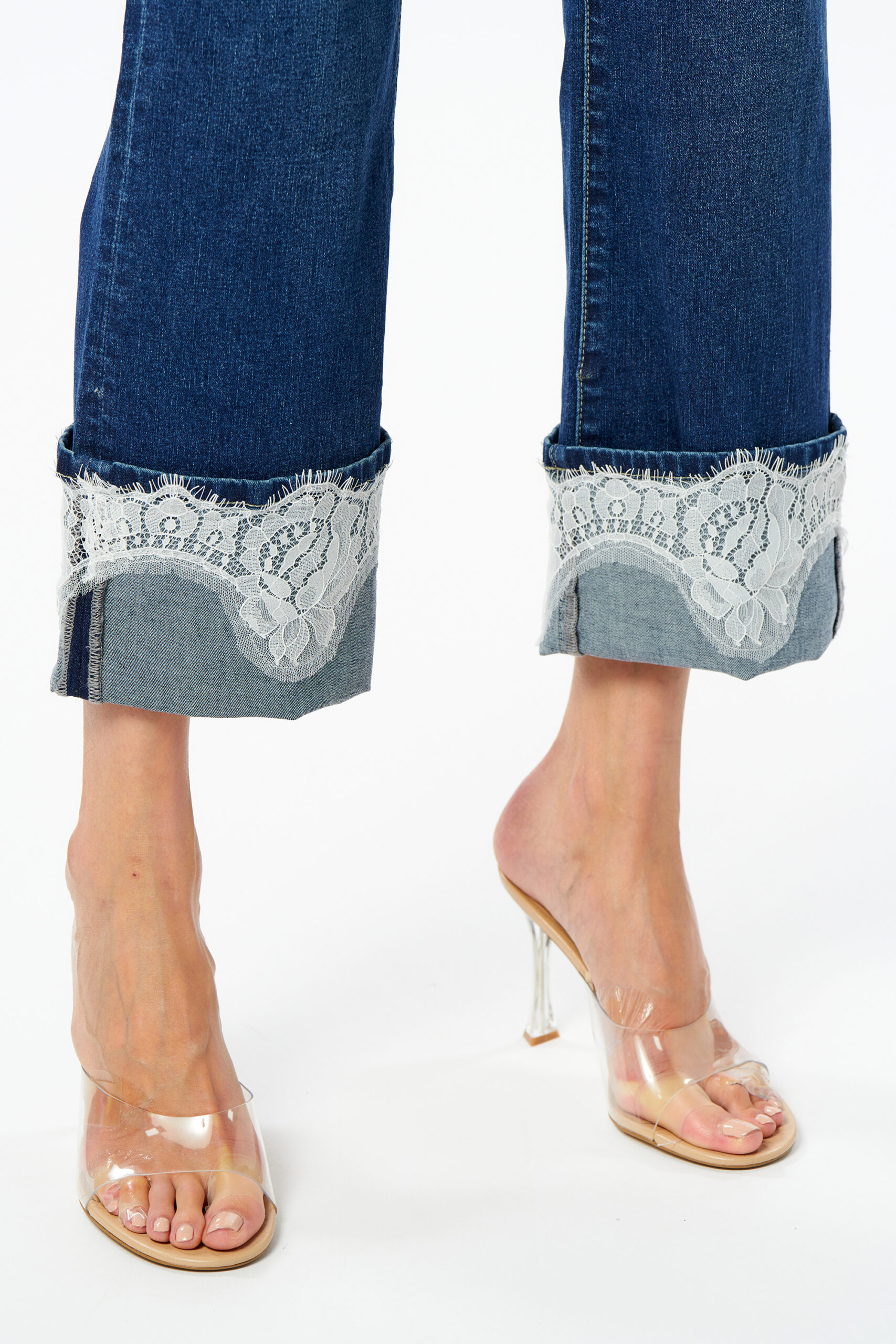 Jeans palazzo con pizzo — Blu, foto 3