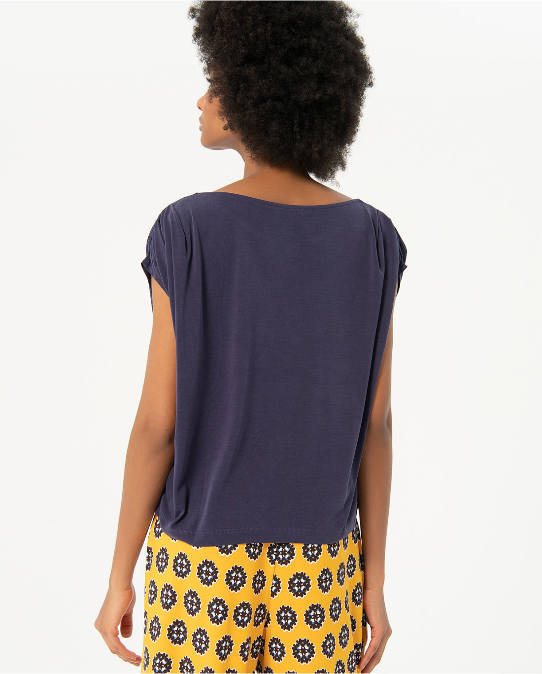 T-shirt scollo tondo — Blu, foto 3