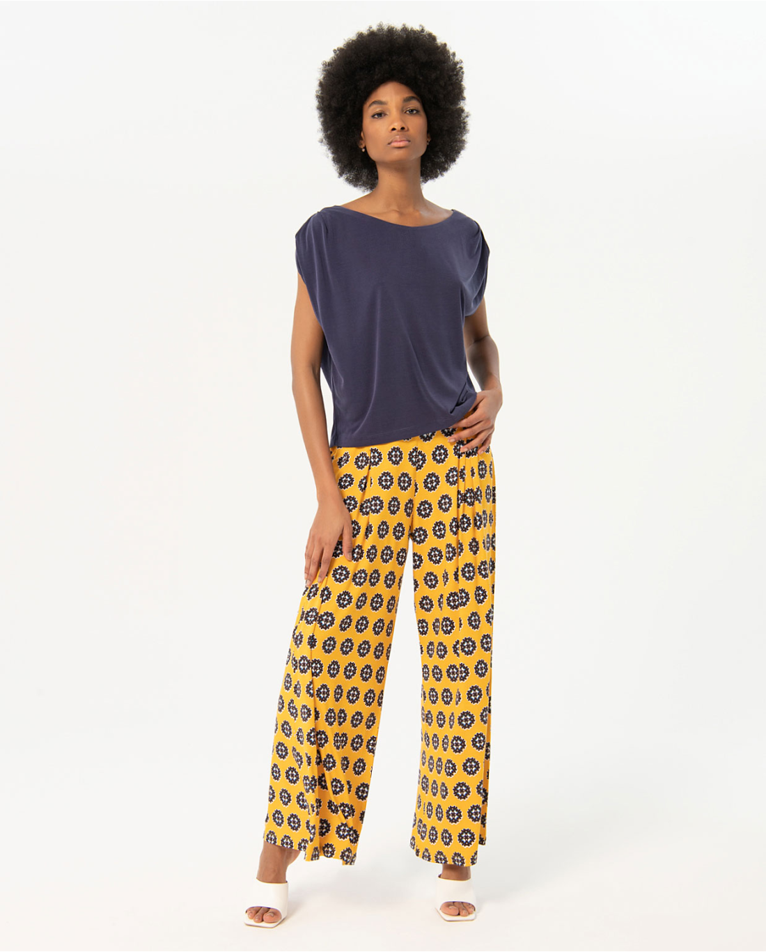 T-shirt scollo tondo — Blu, foto 4