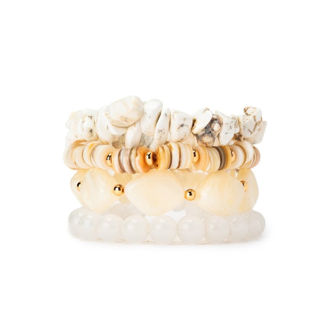 Bracciale multifili pietre bianco