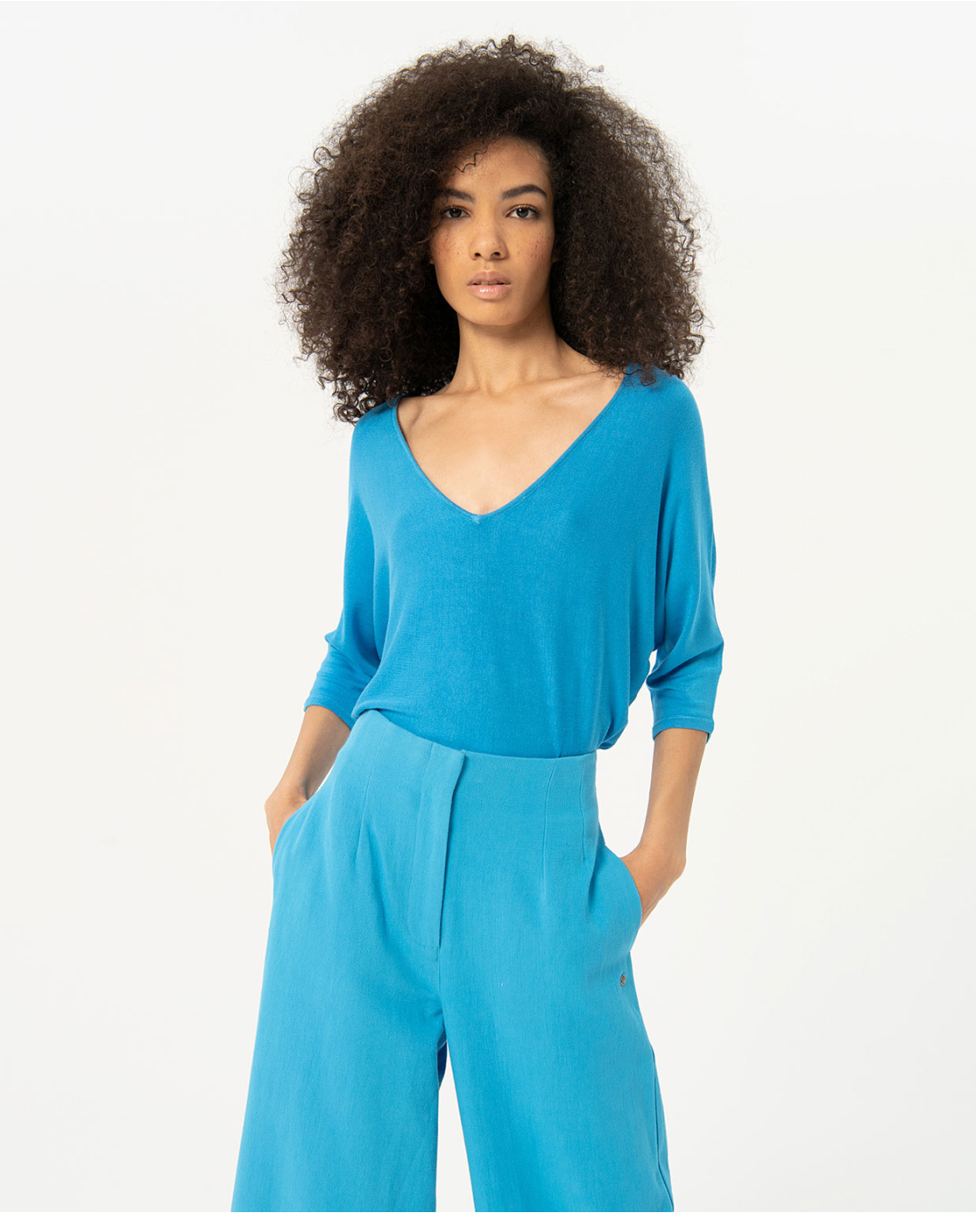 Pantaloni larghi — Bianco, foto 2