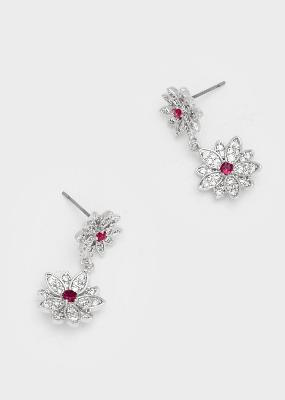 Orecchini argento fiori e pietre — Argento