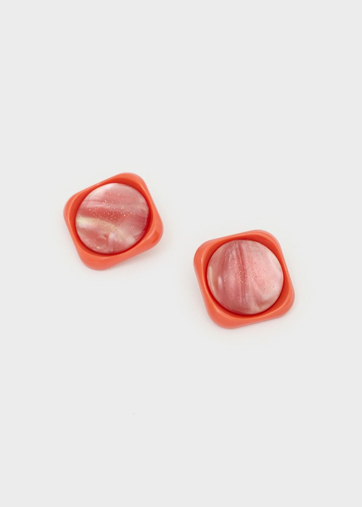 Orecchini quadrati — Arancione, foto 2