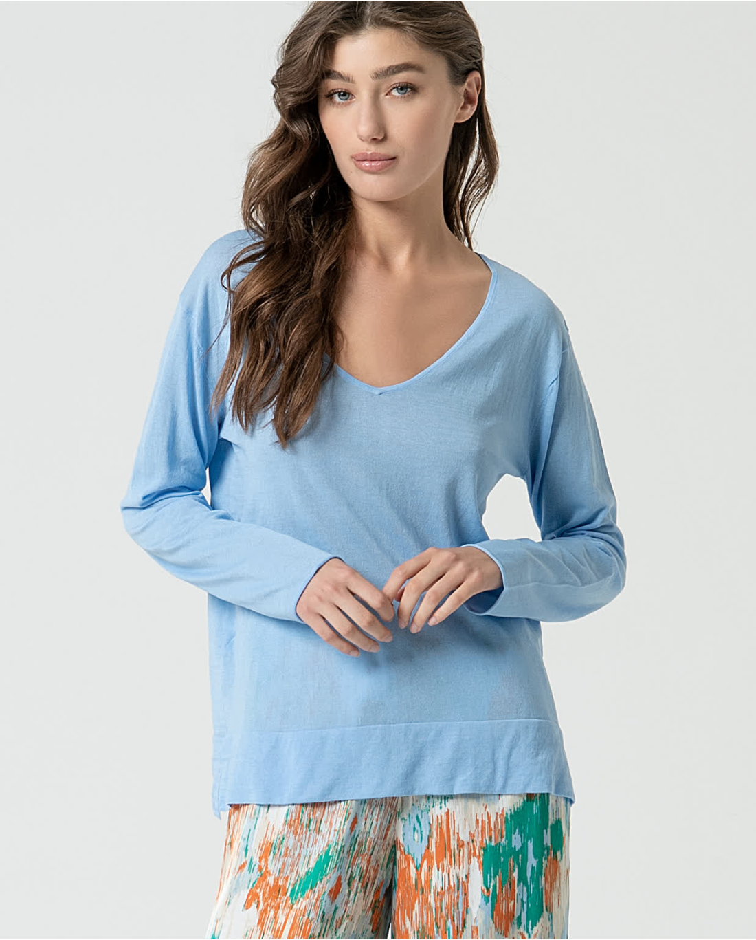 Maglia scollo v — Arancio