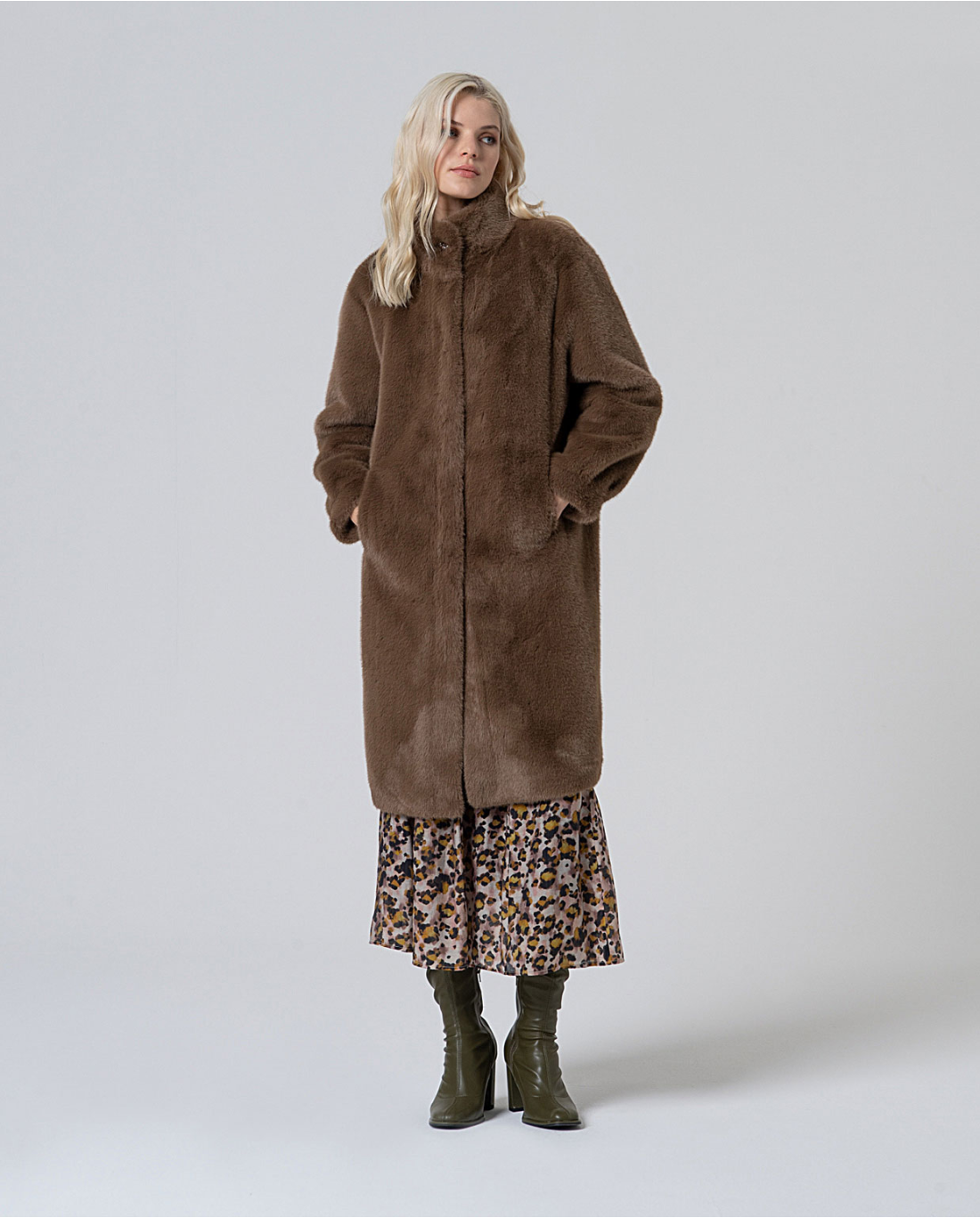 Cappotto pelliccia — Ecru, foto 4