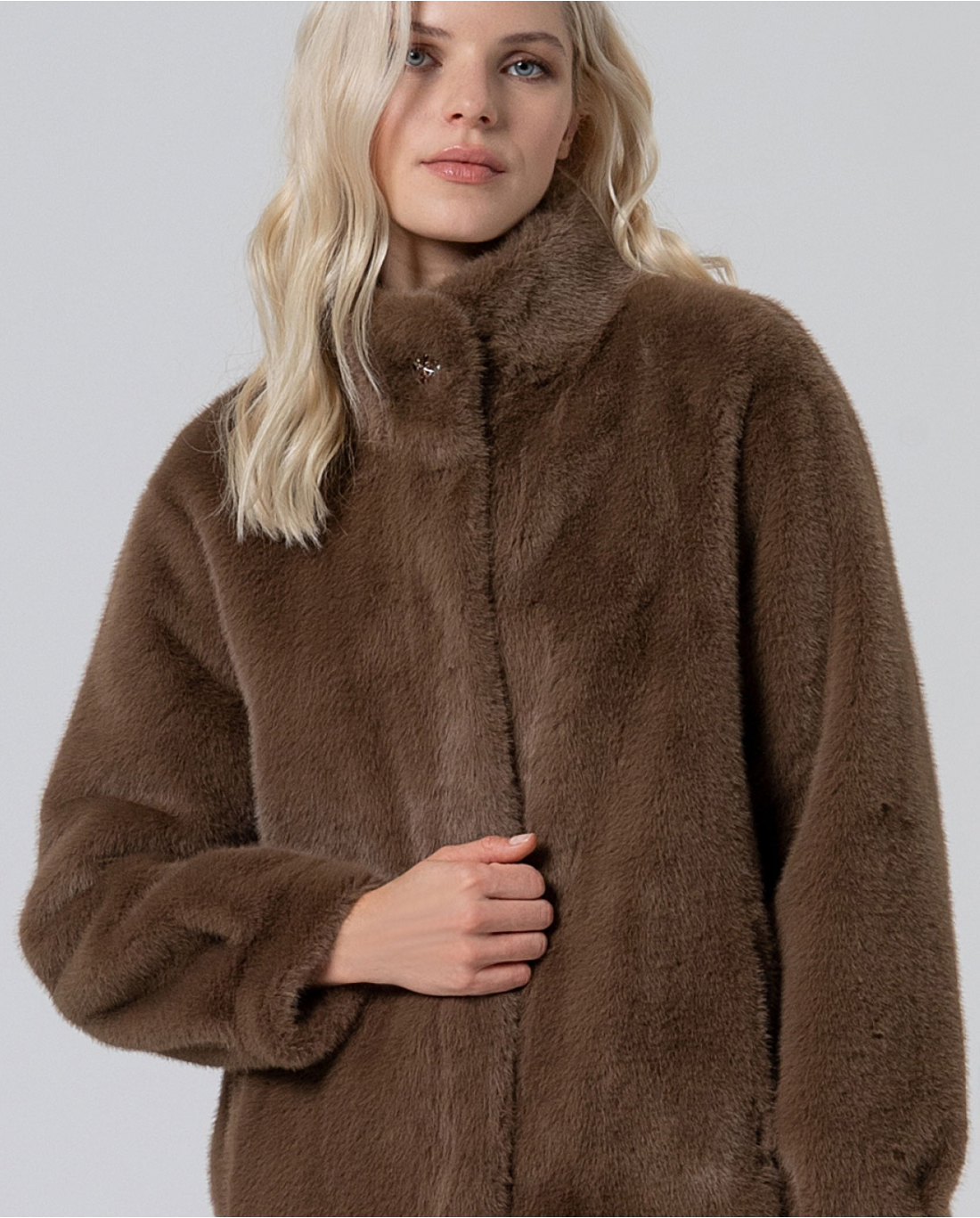 Cappotto pelliccia — Ecru, foto 3