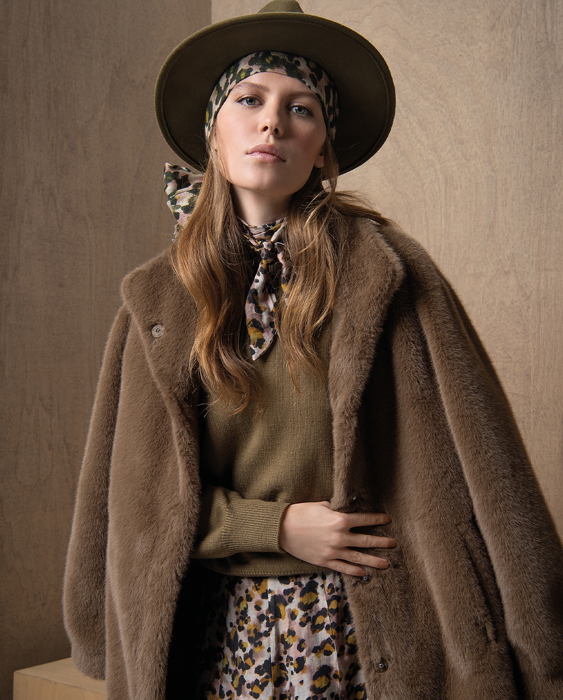 Cappotto pelliccia — Ecru