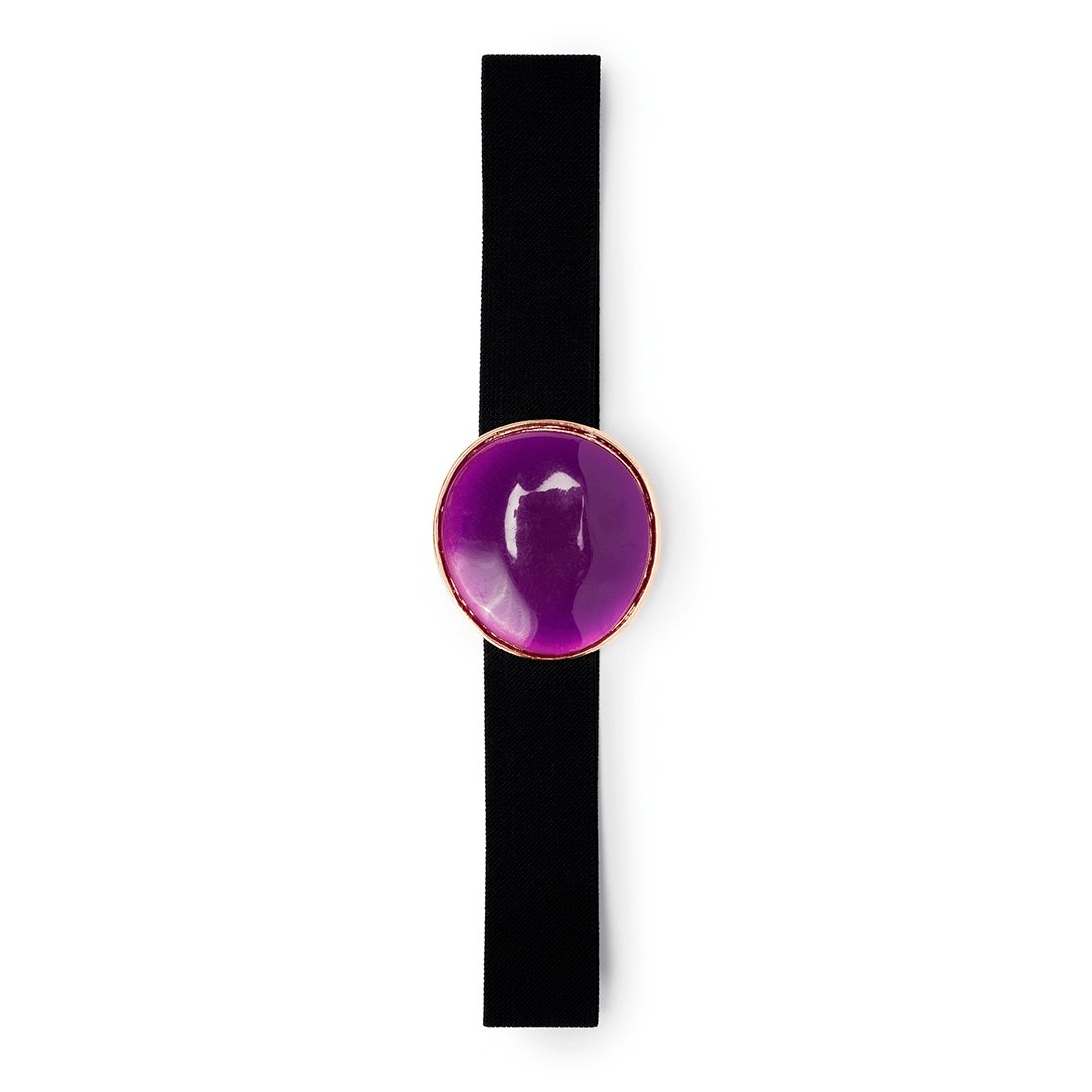 Cintura nera elasticizzata pietra bordo oro