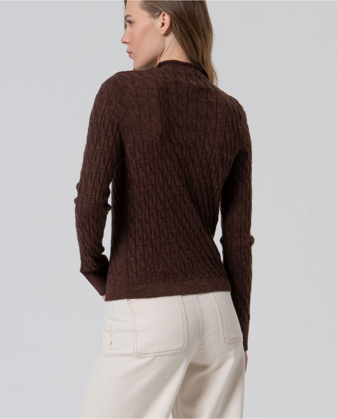 Maglia con trecce — Cioccolato, foto 3