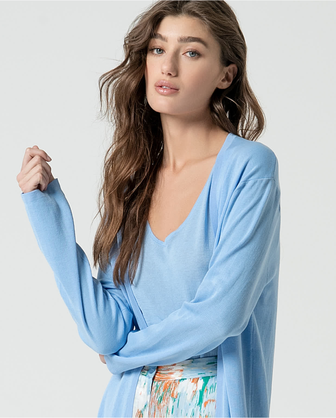 Cardigan lungo aperto — Arancio, foto 2
