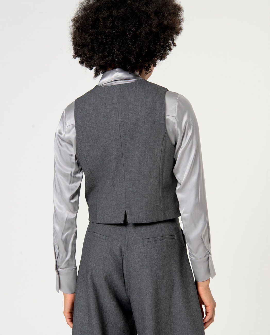 Gilet con scollo a v e tasche — Bianco, foto 7