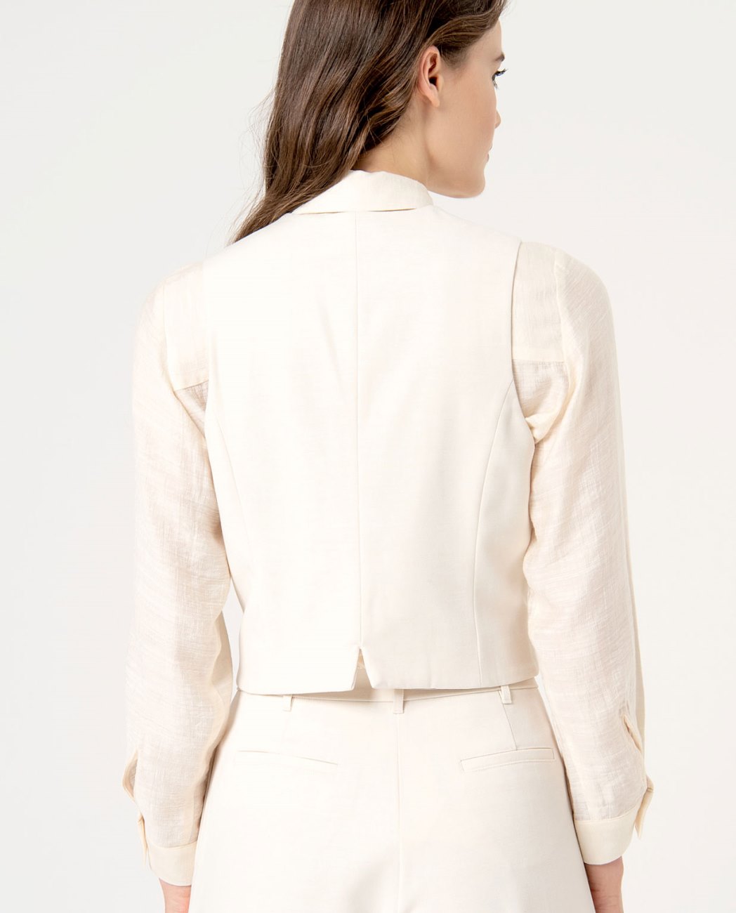 Gilet con scollo a v e tasche — Bianco, foto 3