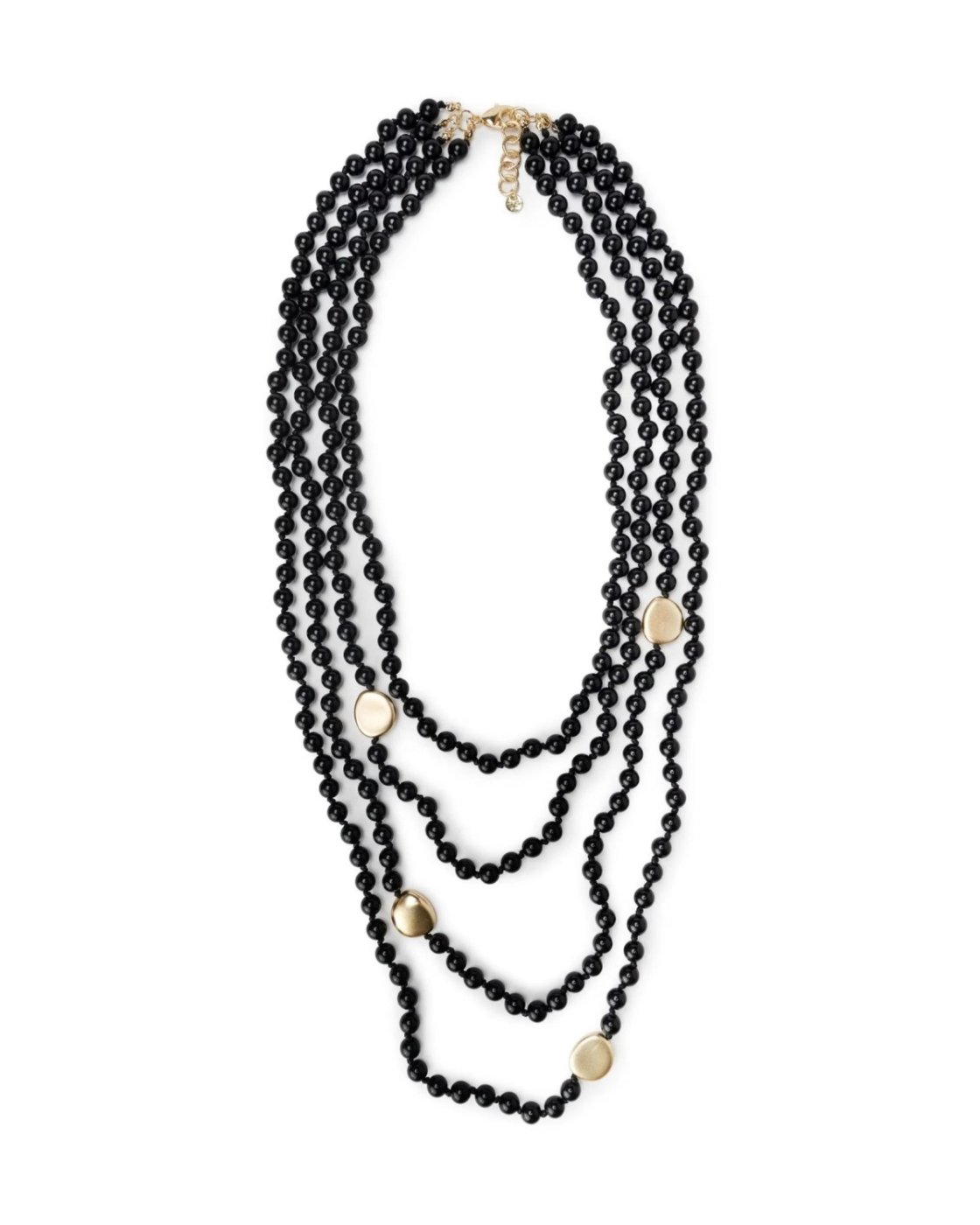 Collana perle nere pietre oro — Nero