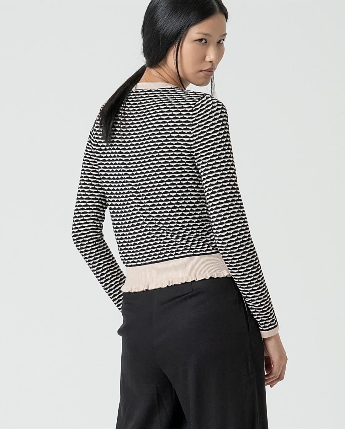 Cardigan aderente girocollo — Blu, foto 3