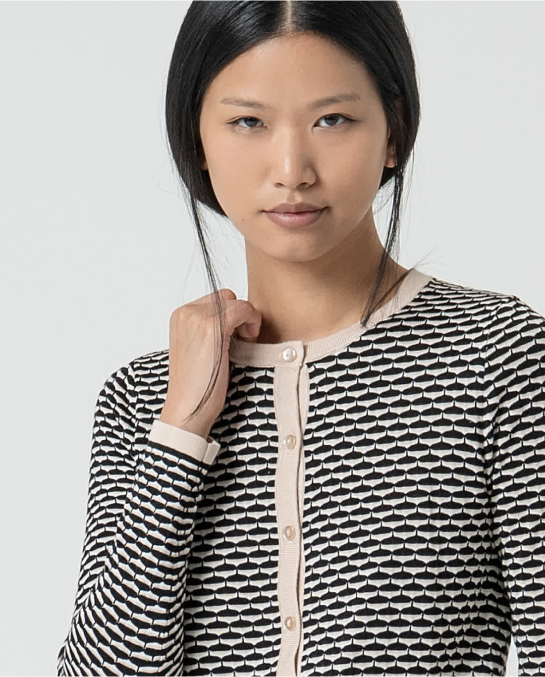 Cardigan aderente girocollo — Blu, foto 2