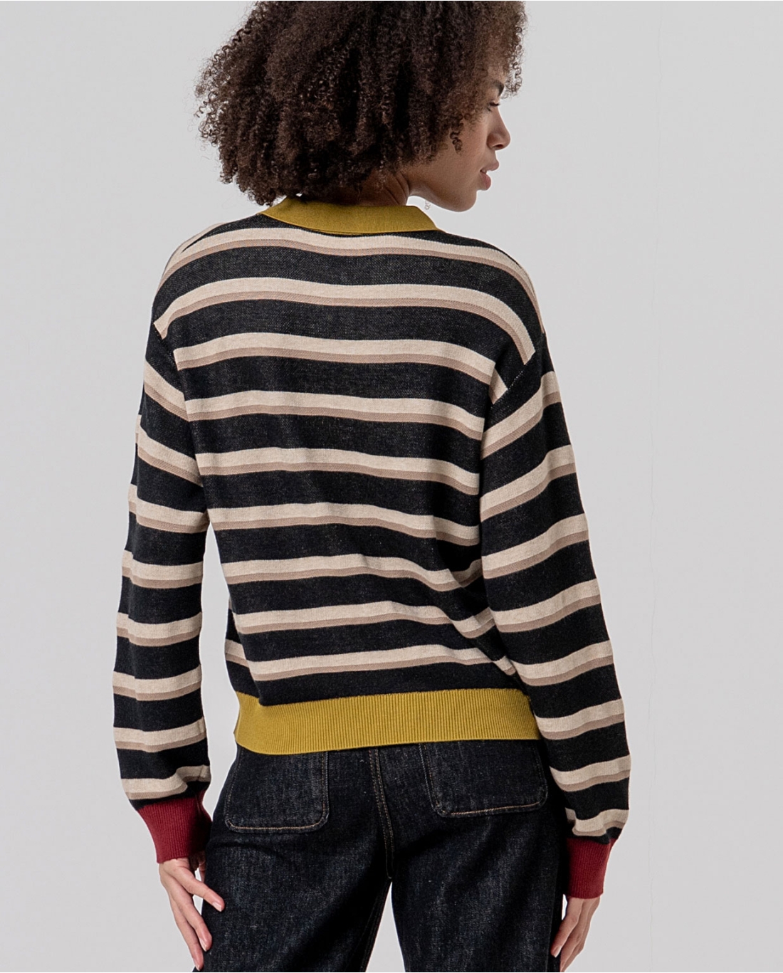Polo a righe — Marrone, foto 3
