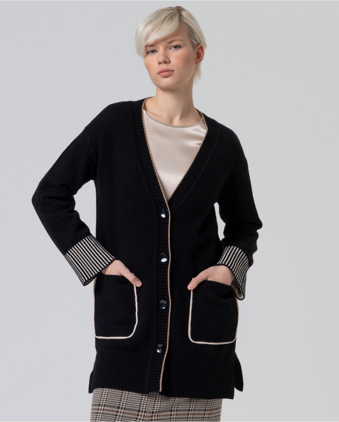 Cardigan tasche — Verde, foto 2
